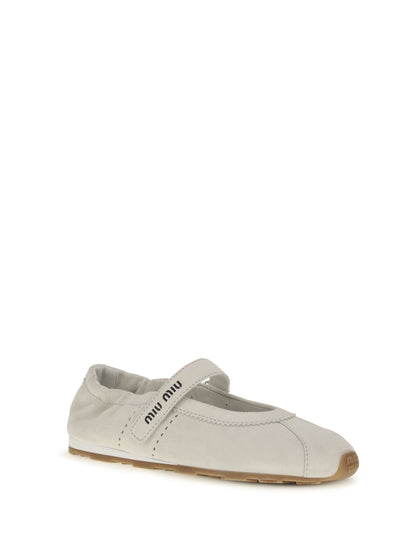 Miu Miu Plume suede Ballerinas - White
