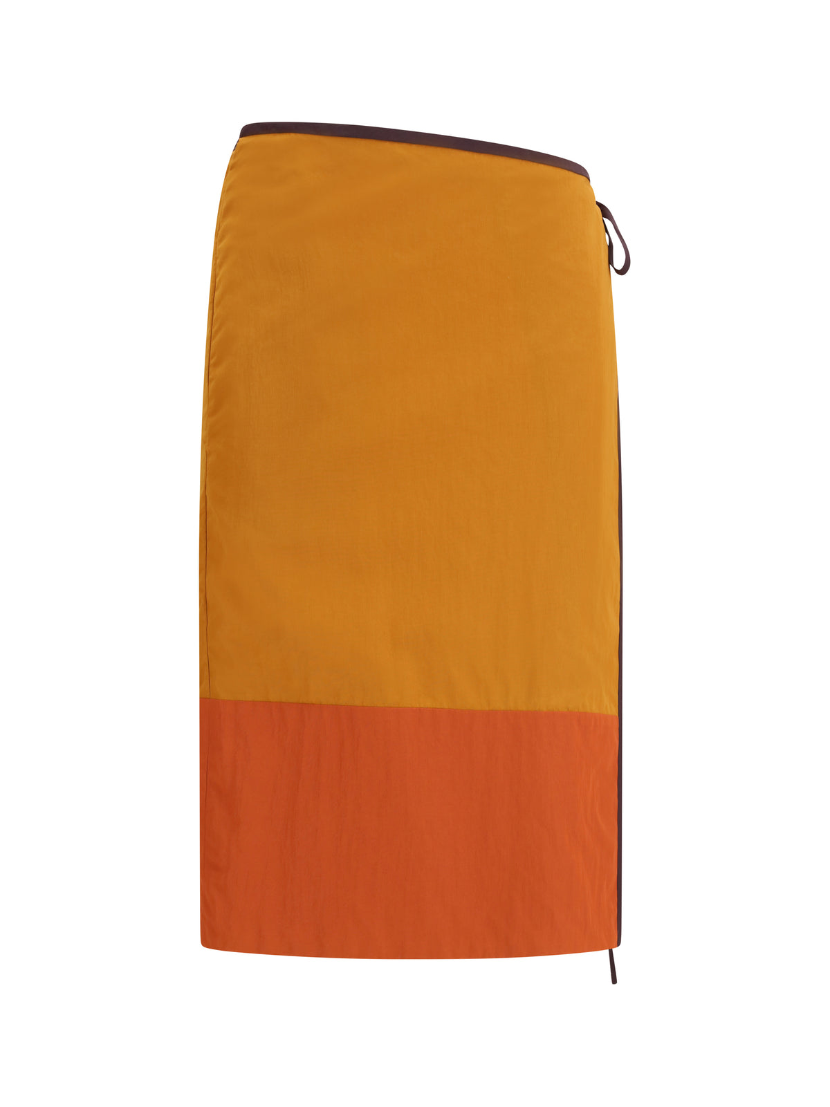 Saint Laurent Tie-detail colour-block Skirt - Teak