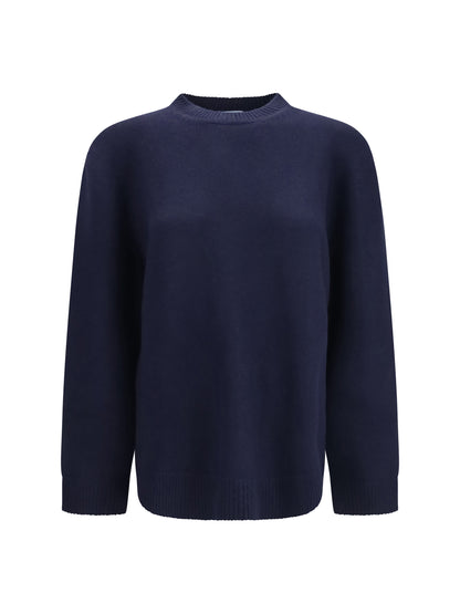 Prada Crewneck Sweater with suede elbow patches - Bleu