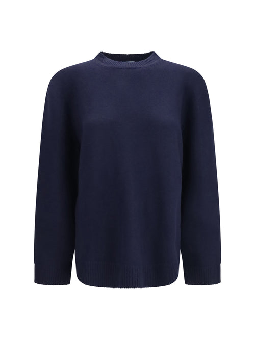 Prada Crewneck Sweater with suede elbow patches - Bleu