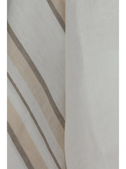 Brunello Cucinelli Open Poncho in linen, cashmere and silk blend - Bianco+Beige+Camel+Argento