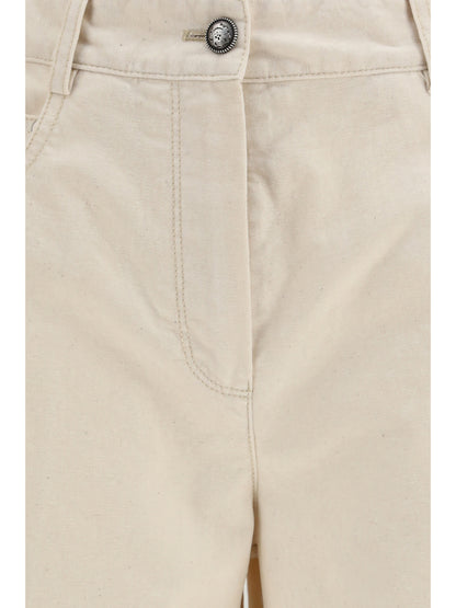 Forte_forte Wide leg Jeans in flocked denim - Ivory