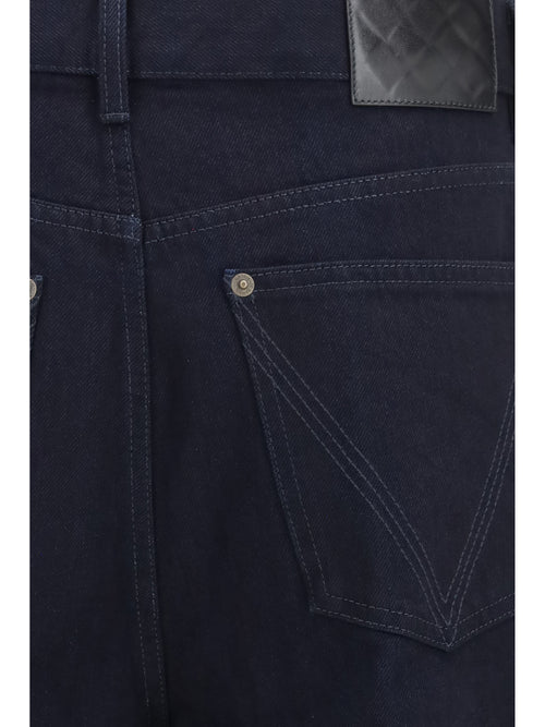 Bottega Veneta Wide-leg Jeans with Intrecciato patch - Dark Indigo