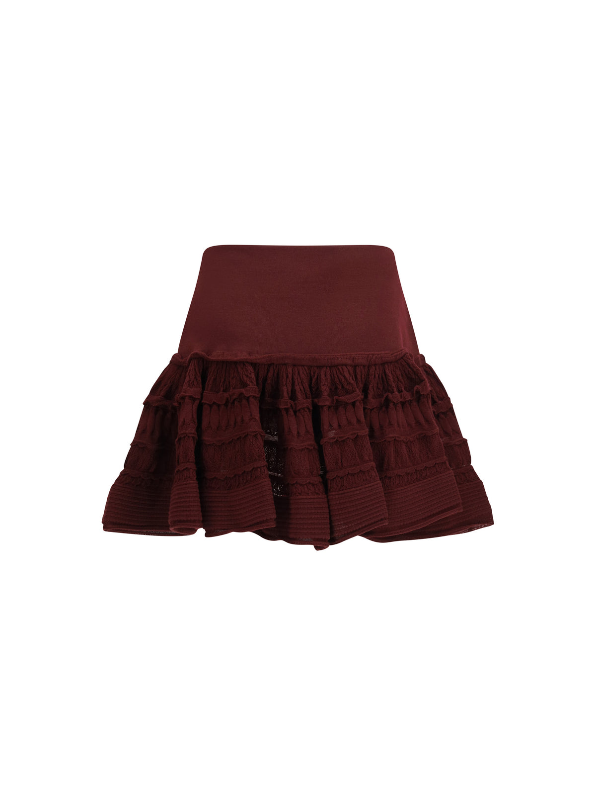 AlaïA Wool crinoline ruffle mini Skirt - Burgungy