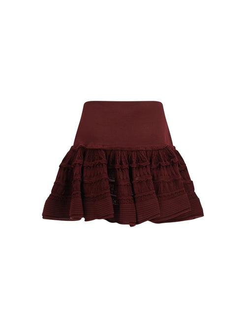 AlaïA Wool crinoline ruffle mini Skirt - Burgungy