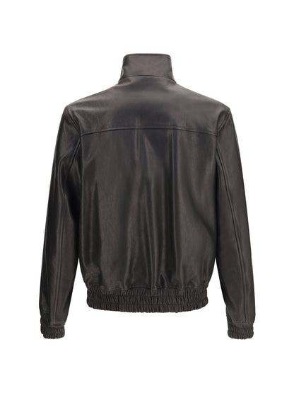 Valentino Leather Zip Jacket - Black