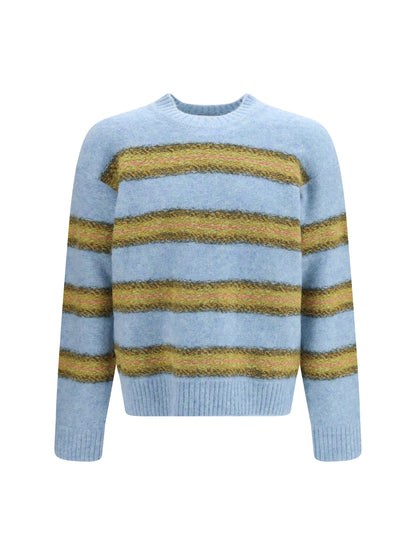 Dries Van Noten Striped crewneck Sweater - Light Blue