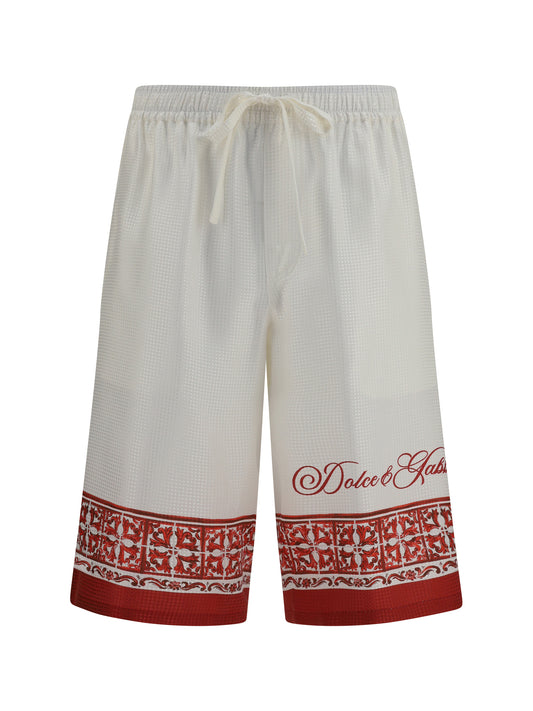DOLCE & GABBANA Maiolica print jacquard twill Shorts