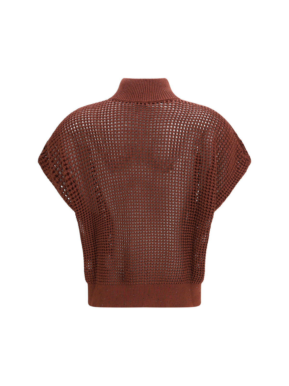 Brunello Cucinelli Cotton mesh Cardigan with Dazzling Details - Mulberry
