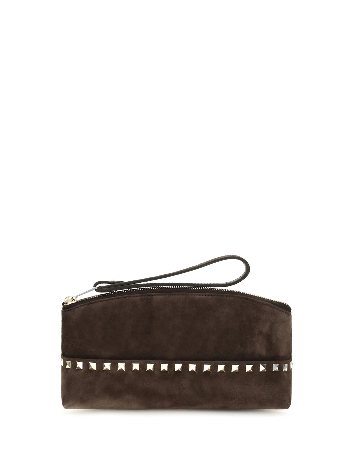 Valentino Garavani Rockstud suede Pouch - Ebony Brown
