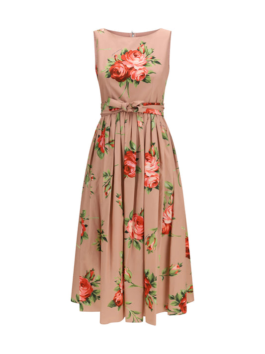 DOLCE & GABBANA Cotton Dress with rose bouquet print
