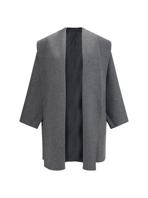 Toteme Wool Hooded Coat - Pale Grey MéLange