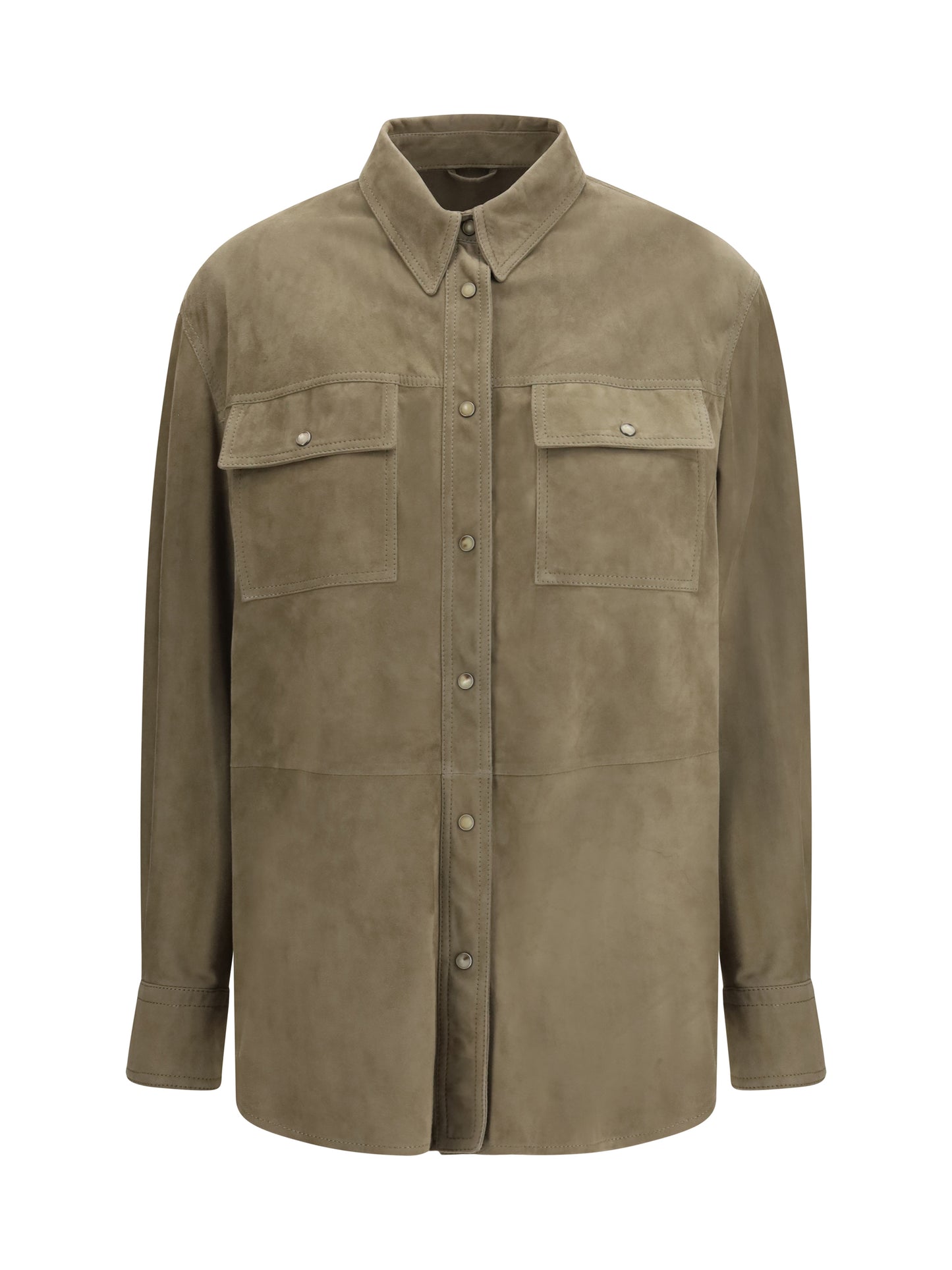 BRUNELLO CUCINELLI Leather Shirt with chest pockets