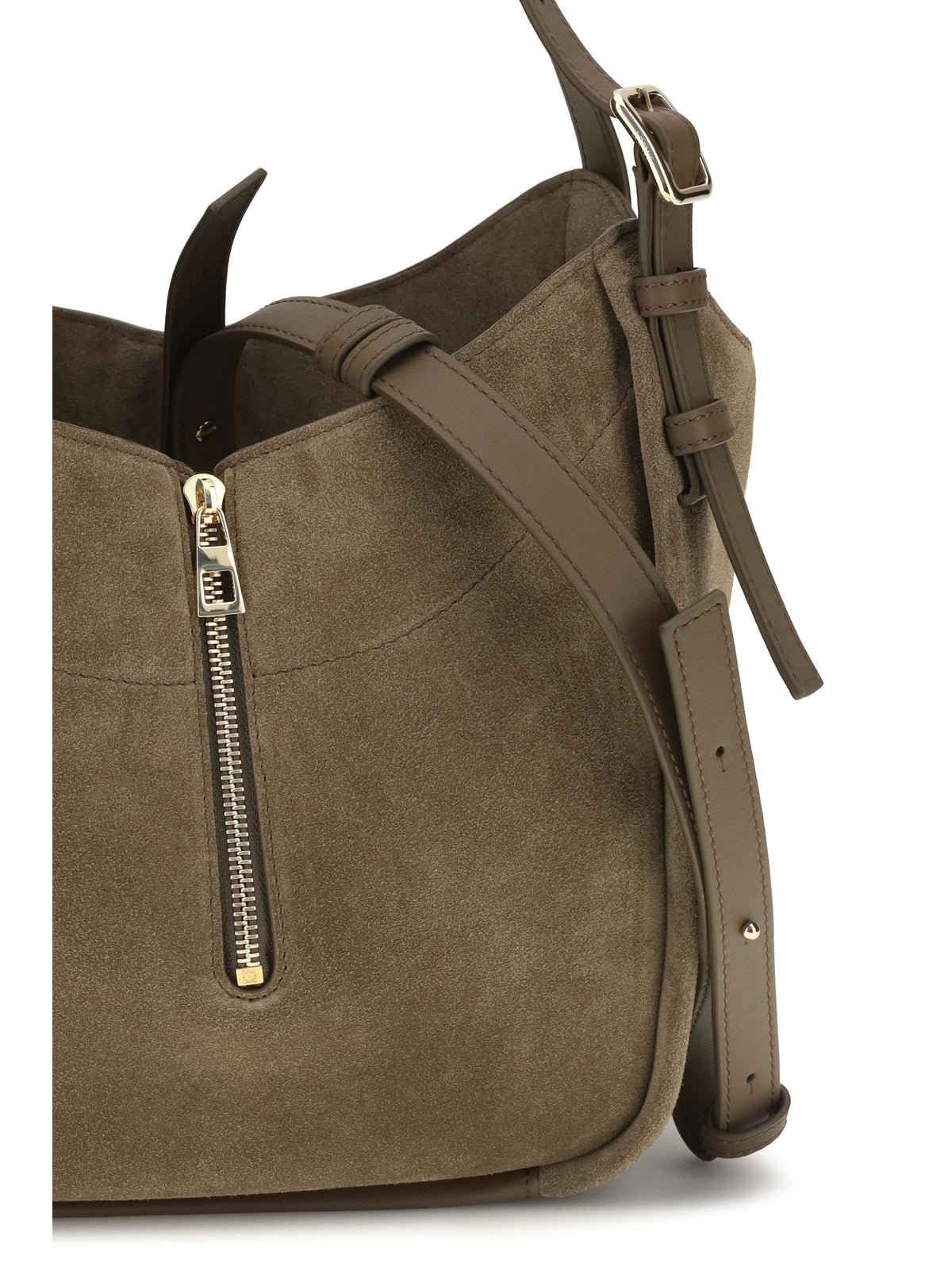 Loewe Hammock Flip Suede Handbag - Brownish Green