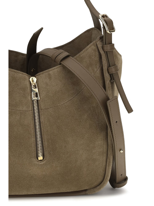 Loewe Hammock Flip Suede Handbag - Brownish Green