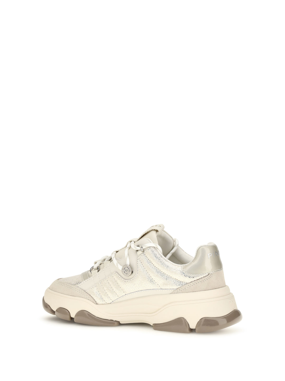Pinko Athena leather Sneakers with sequin details - Platinum