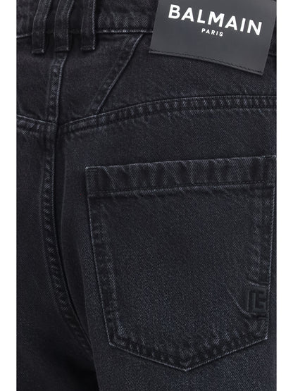Balmain Straight-leg denim Jeans - Noir DéLavé
