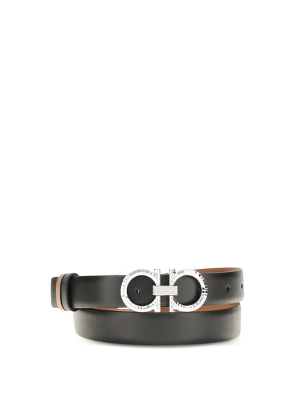 Ferragamo Reversible and adjustable Gancini Belt - Cognac