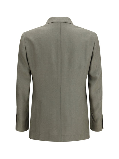 BRUNELLO CUCINELLI Single-breasted silk and linen Jacket