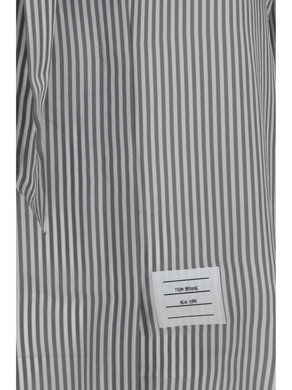 Thom Browne Striped silk Shirt with removable collar - Med Grey