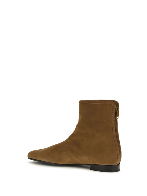 Toteme Suede Booties with shearling lining - Camel/Ecru