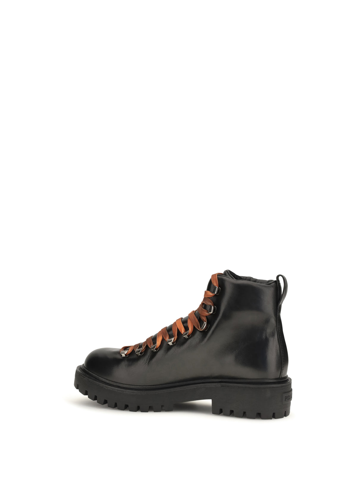 Prada Leather lace-up Ankle Boots - Black