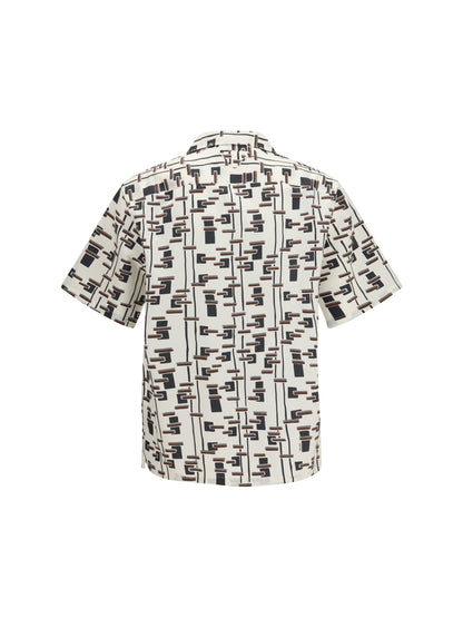 Prada Patterned bowling Shirt - Naturale+Bordeaux