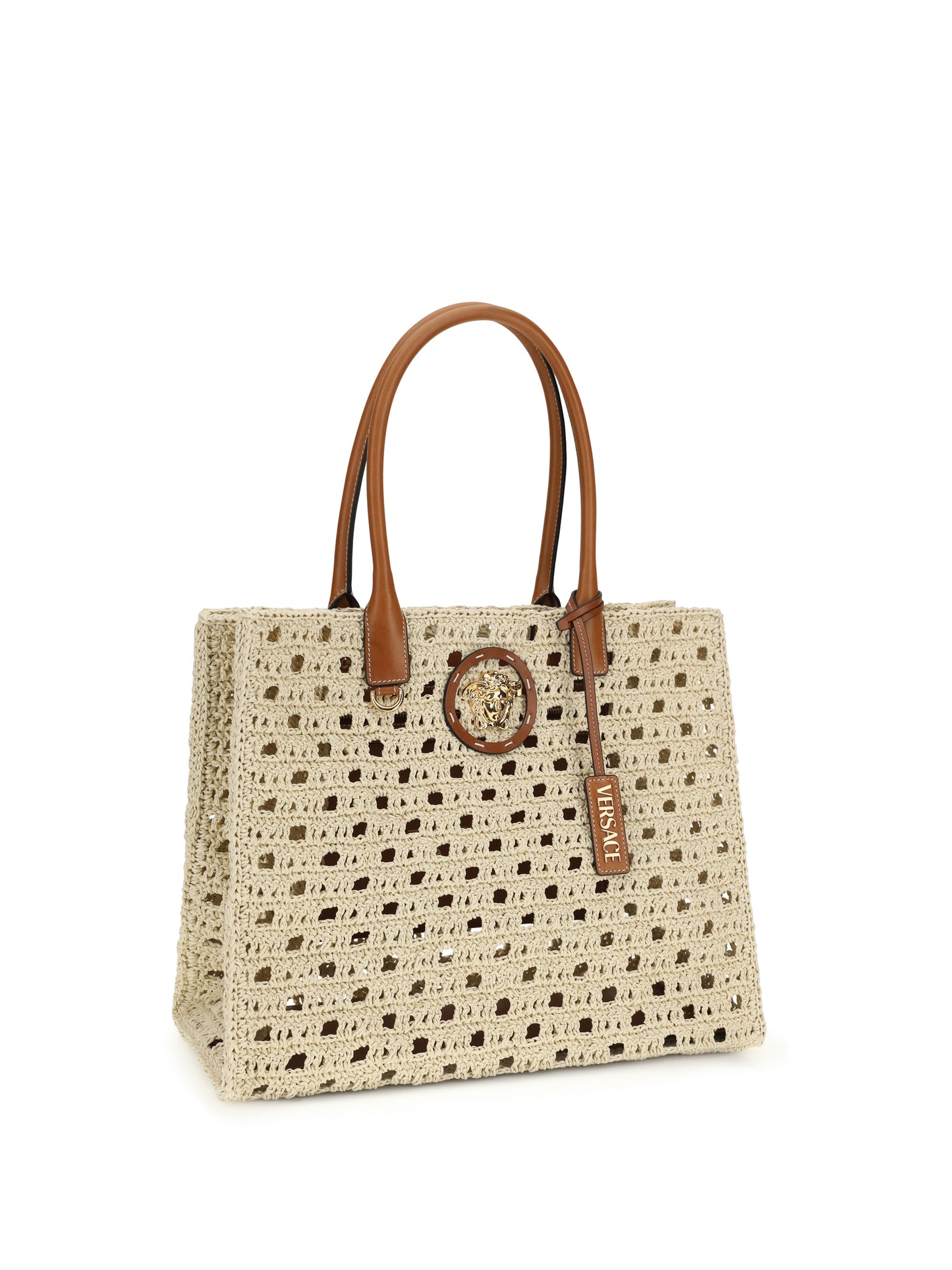 VERSACE TOTE FABRIC CALF LETAHER