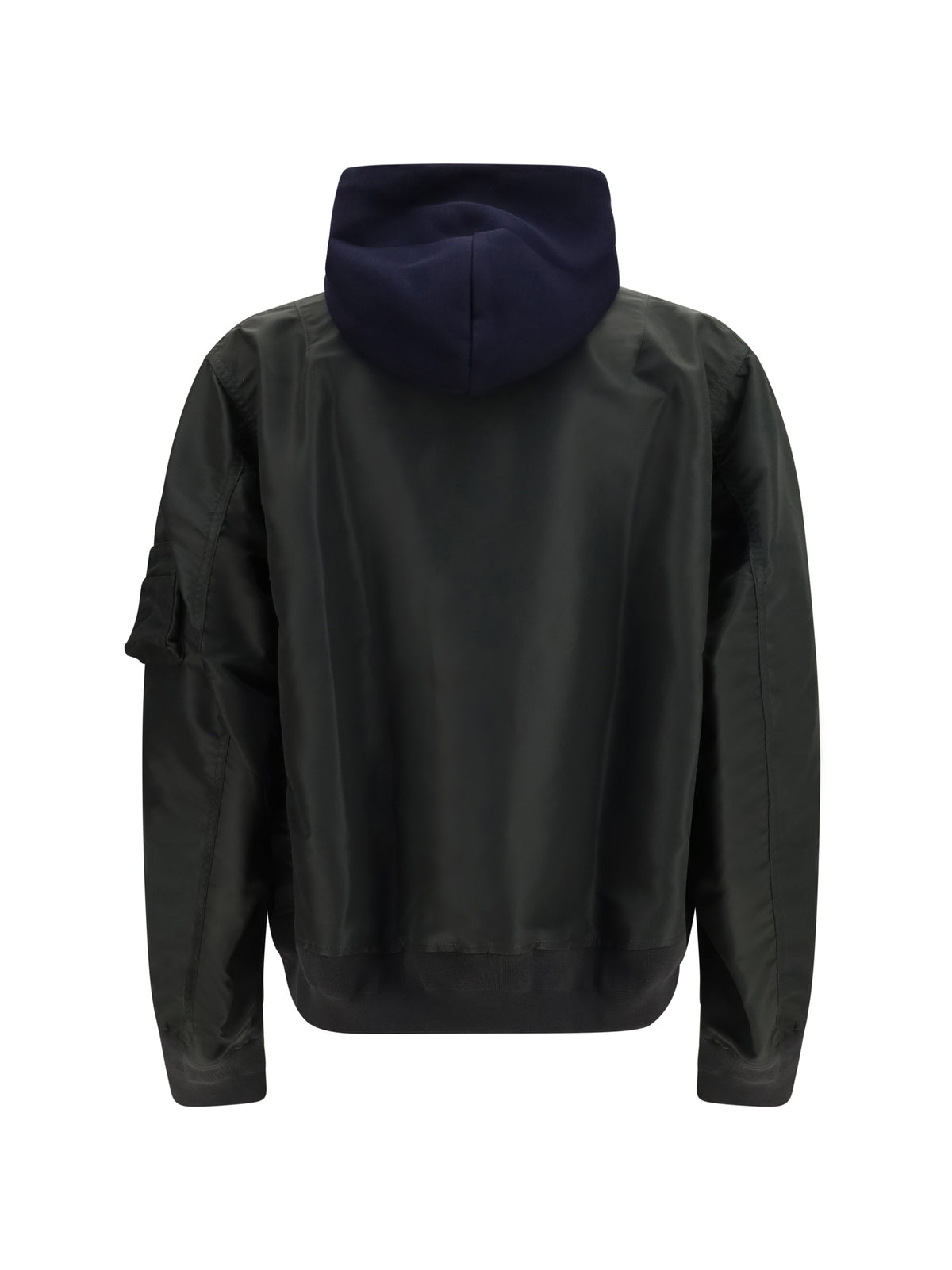 Sacai Cotton blend and twill Hoodie - Navy×D/Khaki