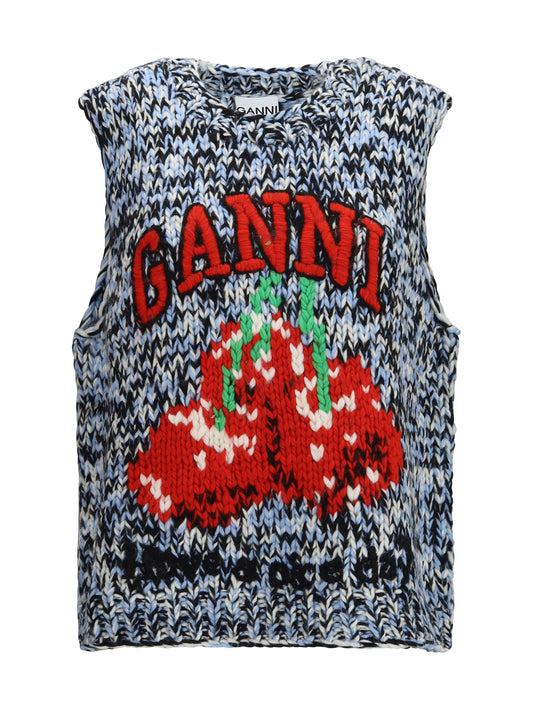 Ganni Wool cherry Vest - Glacier Lake