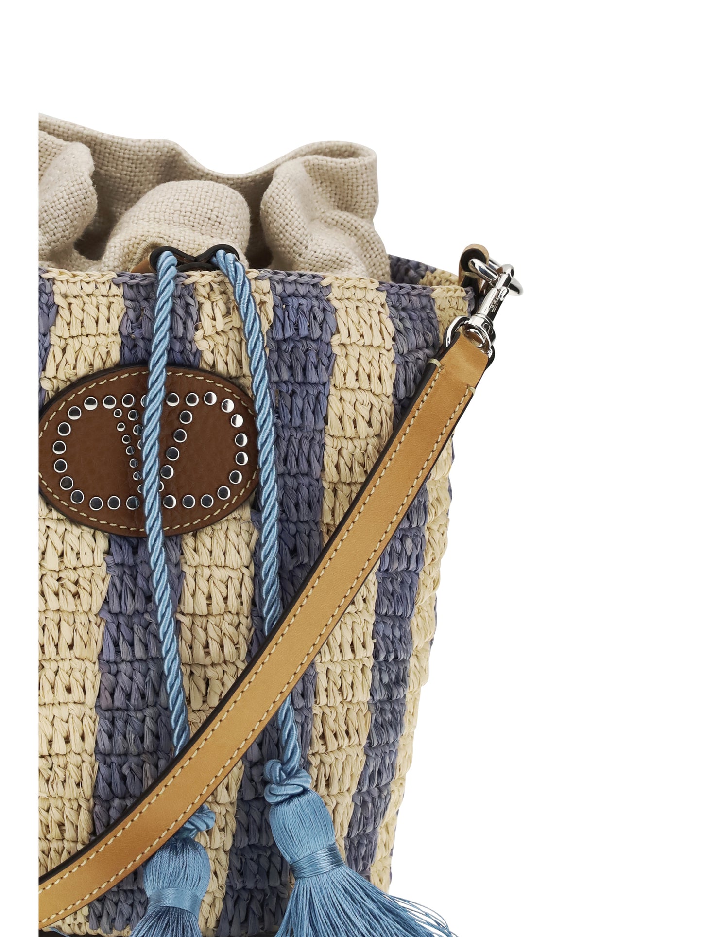 VALENTINO GARAVANI Striped raffia Bucket Bag