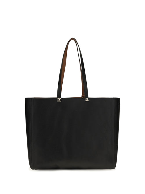 Valentino Reversible Rockstud calfskin Tote Bag - Black/Selleria