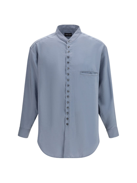 GIORGIO ARMANI Washed silk Shirt with band collar