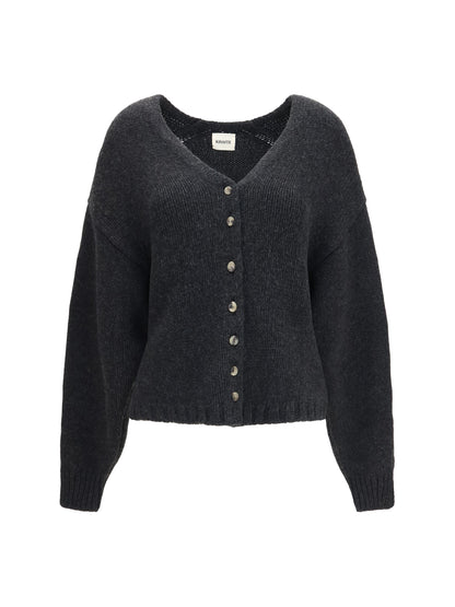 Khaite Axel V-Neck Cardigan - Charcoal
