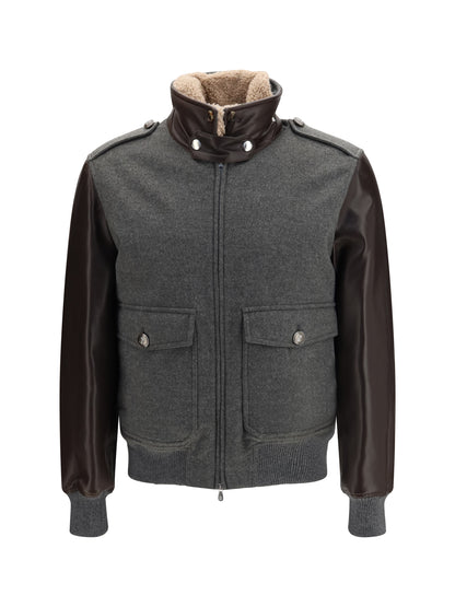 Brunello Cucinelli Membrane finished cashmere beaver Bomber - Grey Medium