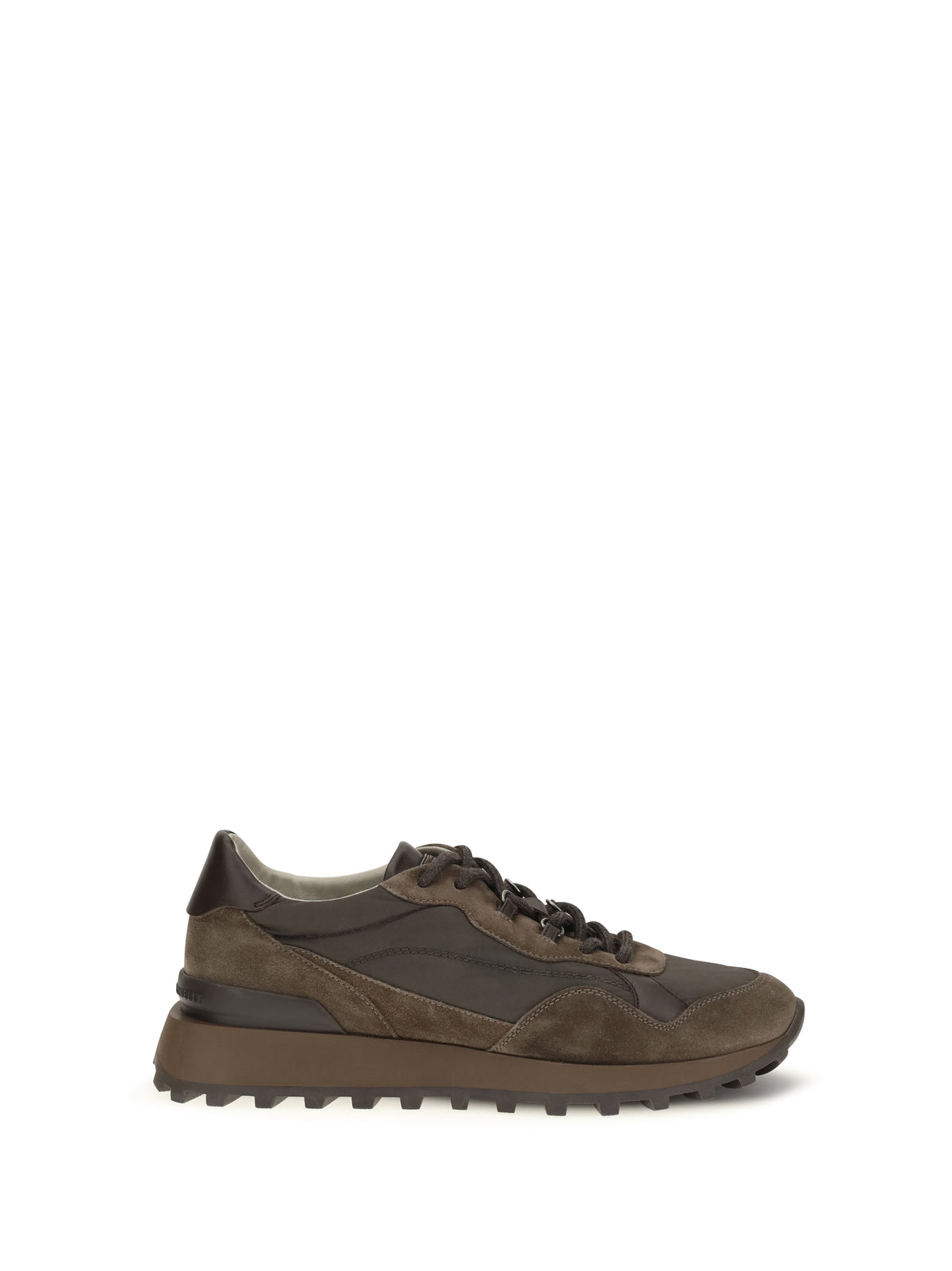 Brunello Cucinelli Suede and techno cotton Sneakers with Shiny Detail - Peat