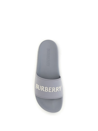 Burberry Logo Slides - Marble Grey/Dove Bei