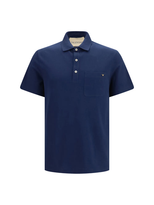 Valentino Cotton piqué Polo with VLogo - Indaco
