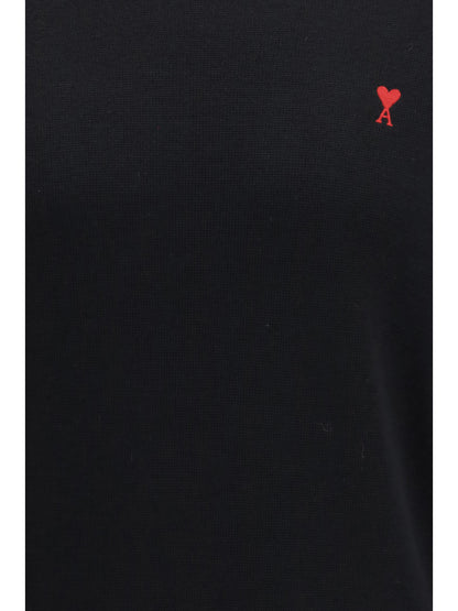 Ami Paris Pull Col Rond Ami De Coeur - Noir/Rouge