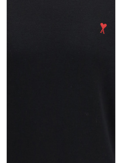 Ami Paris Pull Col Rond Ami De Coeur - Noir/Rouge