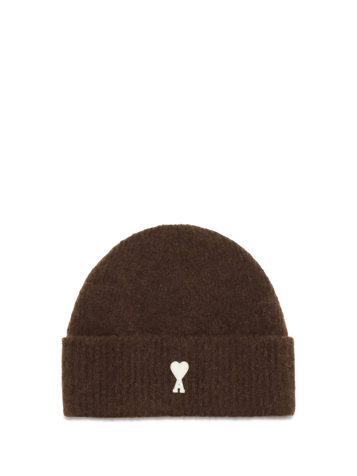 Ami Paris Ami de Coeur wool Beanie - Marron Chocolat/Ecru
