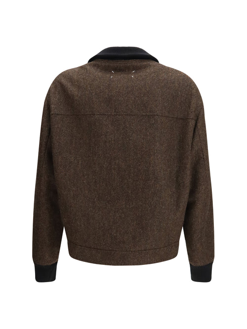 Maison Margiela Wool zip Jacket with high collar - Dark Brown