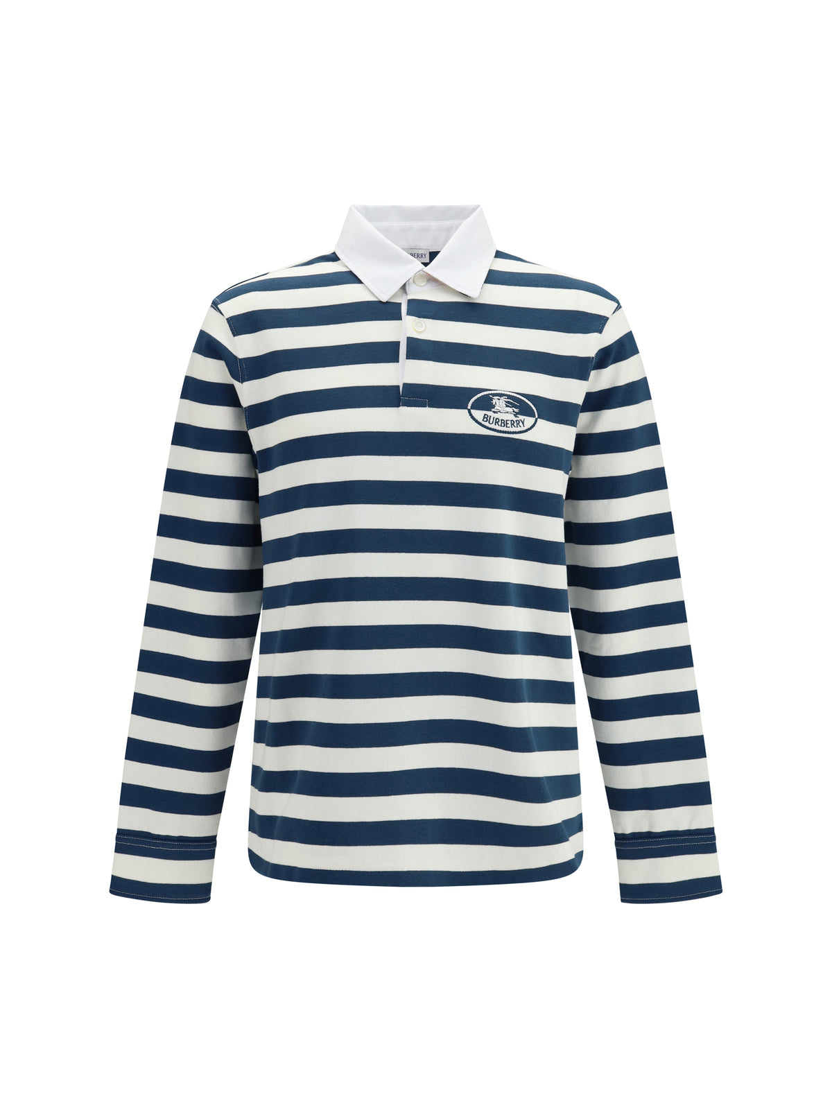 Burberry Striped long-sleeve cotton Polo - Nickel Blue/Cotton W