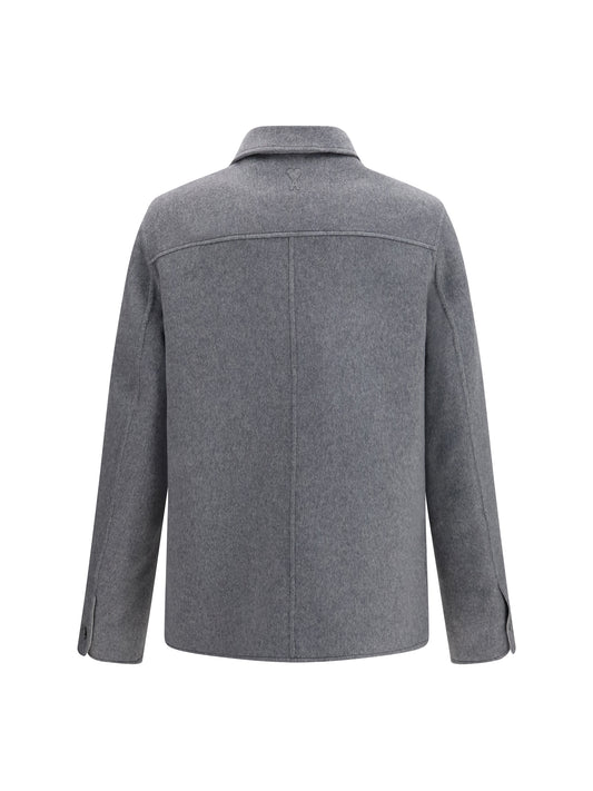 Ami Paris Wool and cashmere Boule Jacket - Gris Charcoal/Gris Cendre