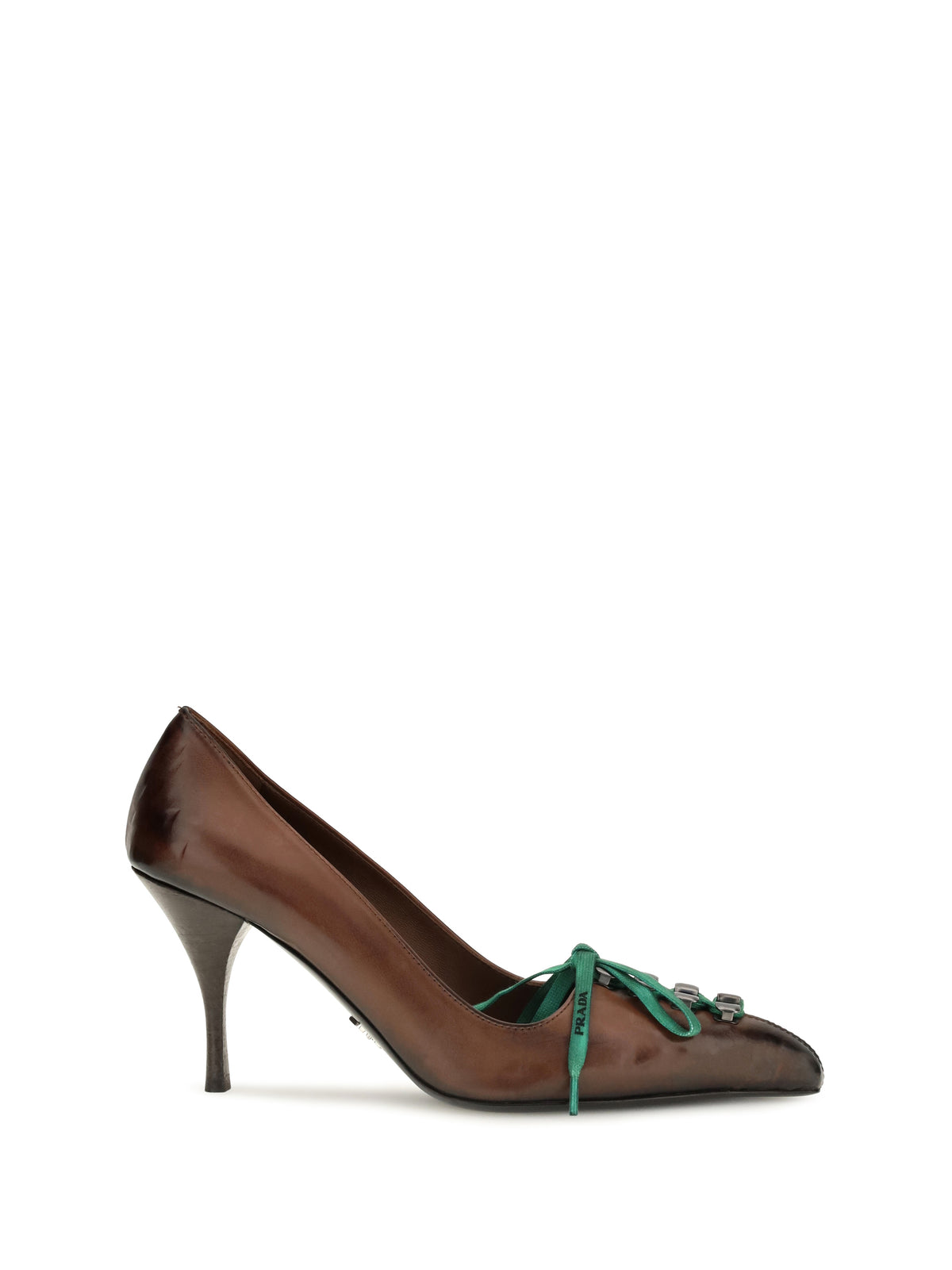 Prada Leather lace-up Pumps - Cacao