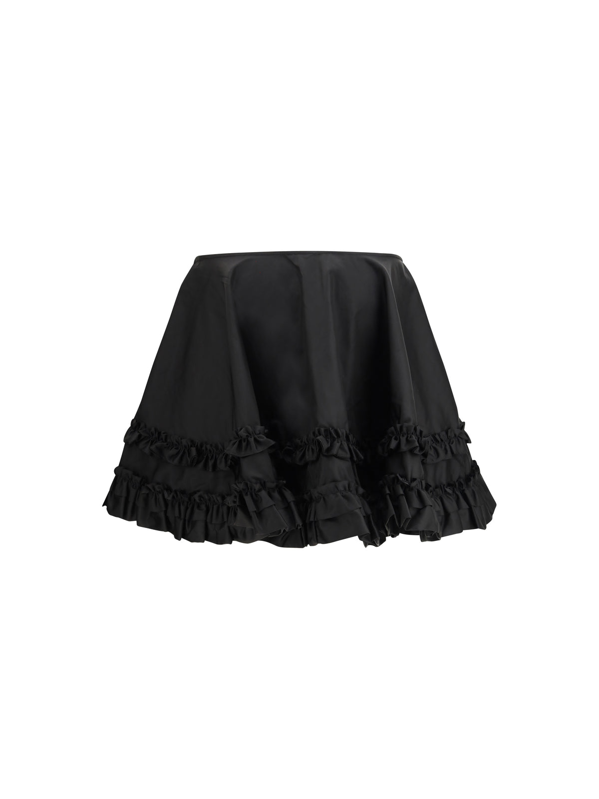 Ganni Duchesse Nylon Mini Frill Skirt - Black