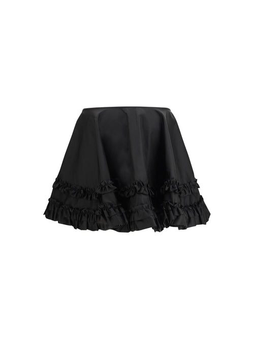 Ganni Duchesse Nylon Mini Frill Skirt - Black