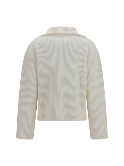 Courrèges Ribbed zip Sweater - Heritage White