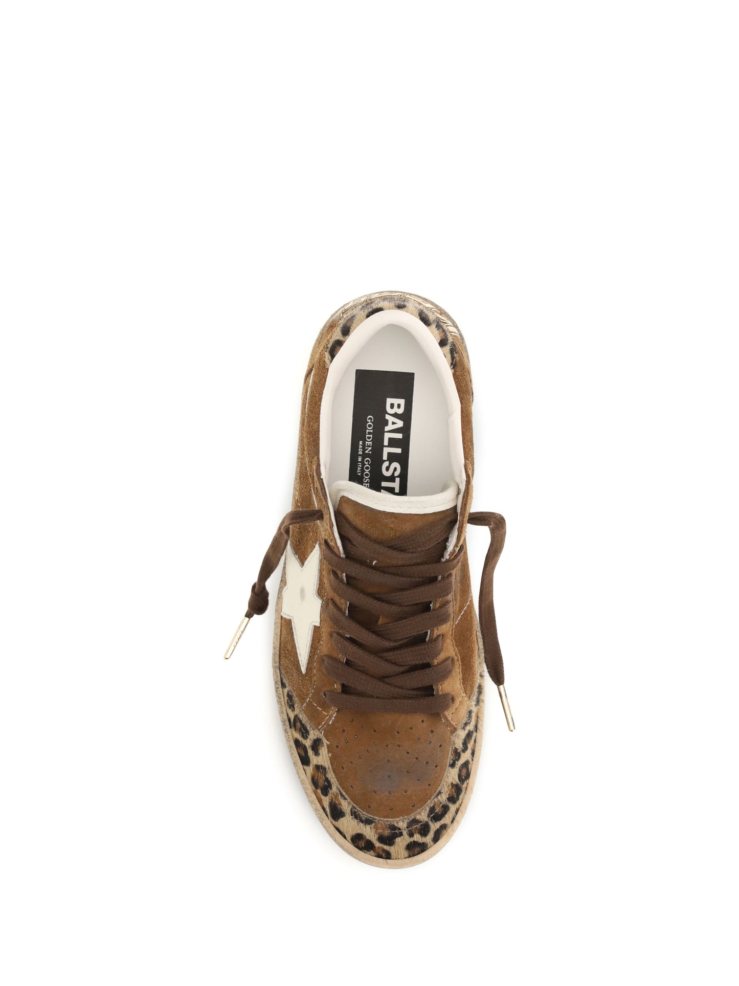 GOLDEN GOOSE Ballstar Sneakers with leopard-print pony insert