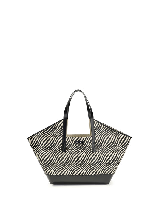 MARNI Raffia effect fabric Tote Bag